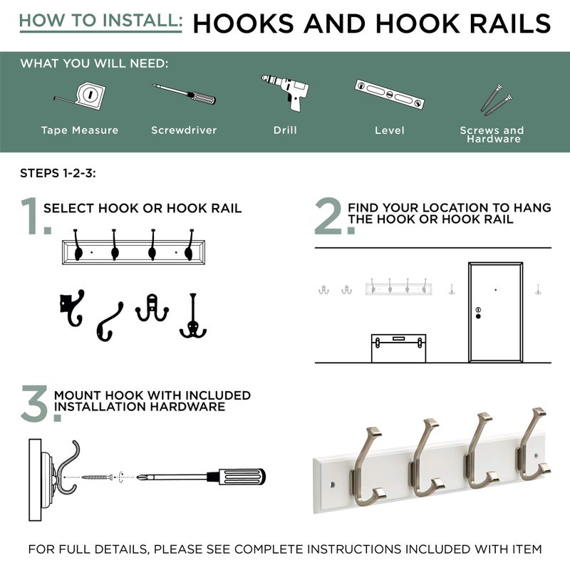 Liberty Hardware 129847 18-Inch Coat and Hat Rail/Rack with 4 Heavy Duty Hooks, White and White - Image 2